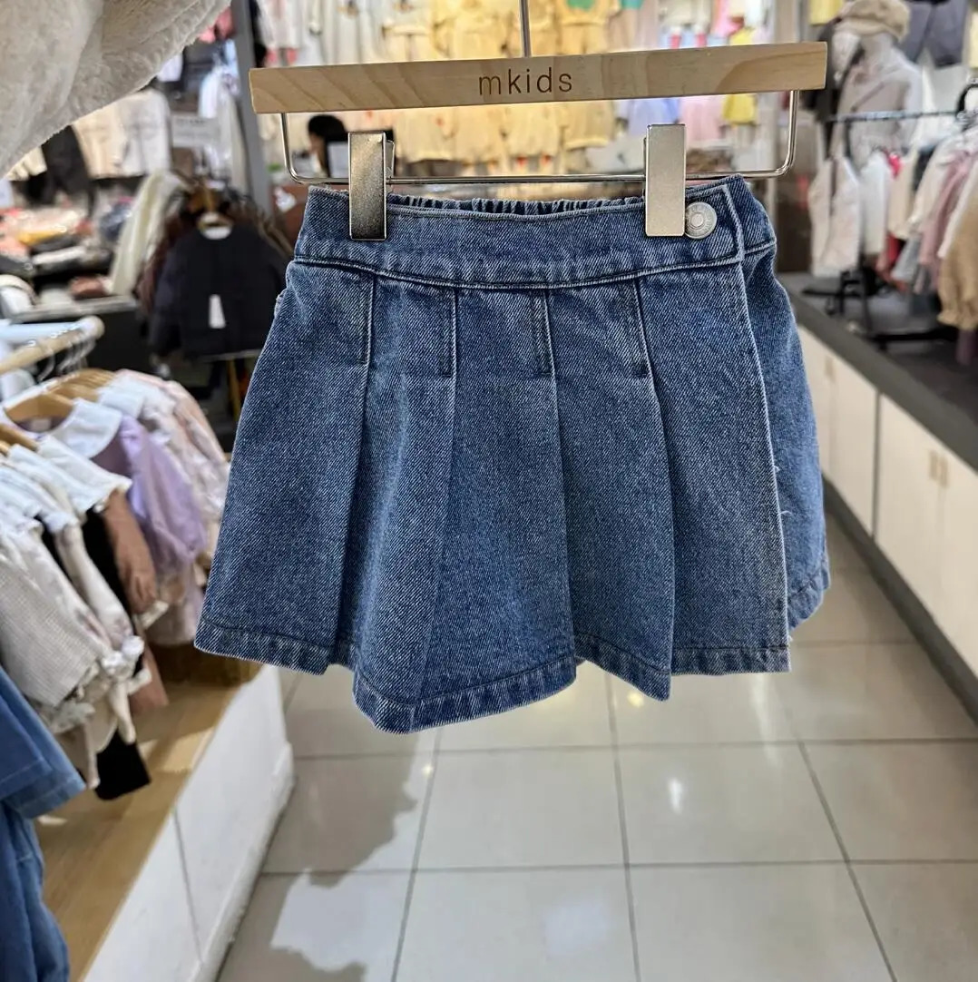 Girls Denim Skirt Summer Cozy Pleated Shorts with Pockets for Toddlers 2-16 Years Childrens Clothing Toddler Girls Fashion 250326