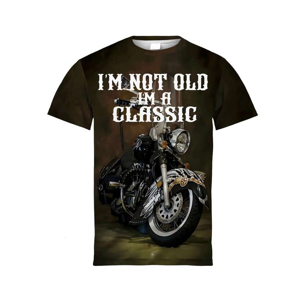 Men s short sleeved T shirt D printed motorcycle pattern casual top men fashion summer