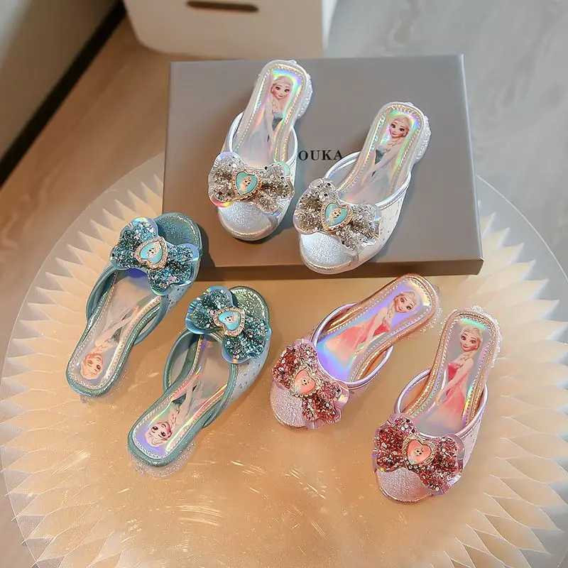 Slipper Summer girls sandals frozen Elsa princess shoes girls crystal shoes childrens high heels fashion party shoes size 36 S25326