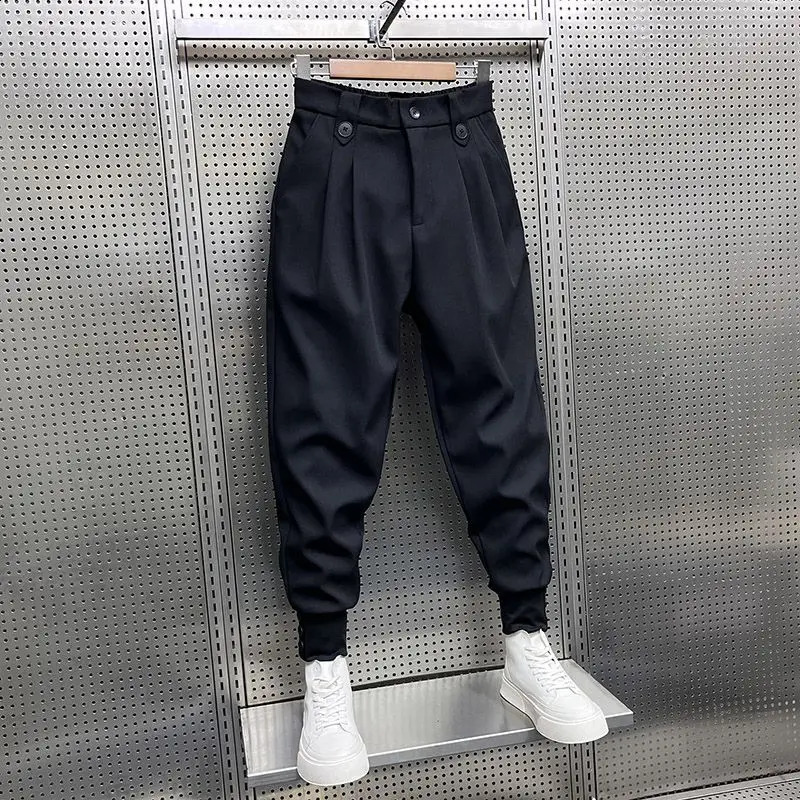 2024 Spring and Autumn Fashion Wrinkled and Handsome High Waist Button Loose Casual Harlan Suit Pants for Men 250317