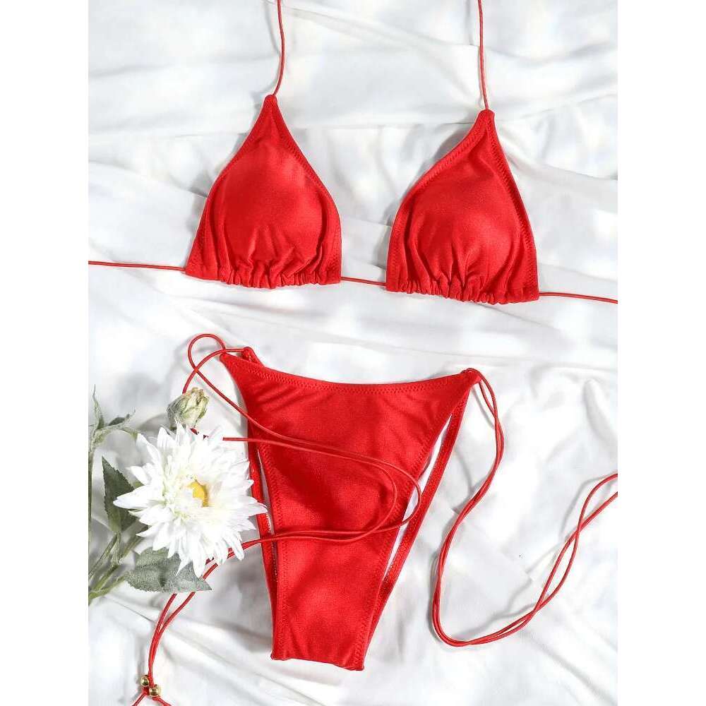 Sexy Triangle Mini Sets Micro Thongs Swimsuit Women Bathing Suit Biquini Bandage Beachwear Print Swimwear Thong Bikini