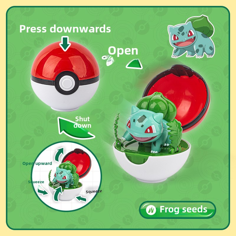 Pokemon Poke Ball Genuine 6 Styles Toy Set Pocket Monster Pikachu Charmander Eevee Squirtle Bulbasaur Meowth Collection Ornaments Model Boy Pikachu Bi