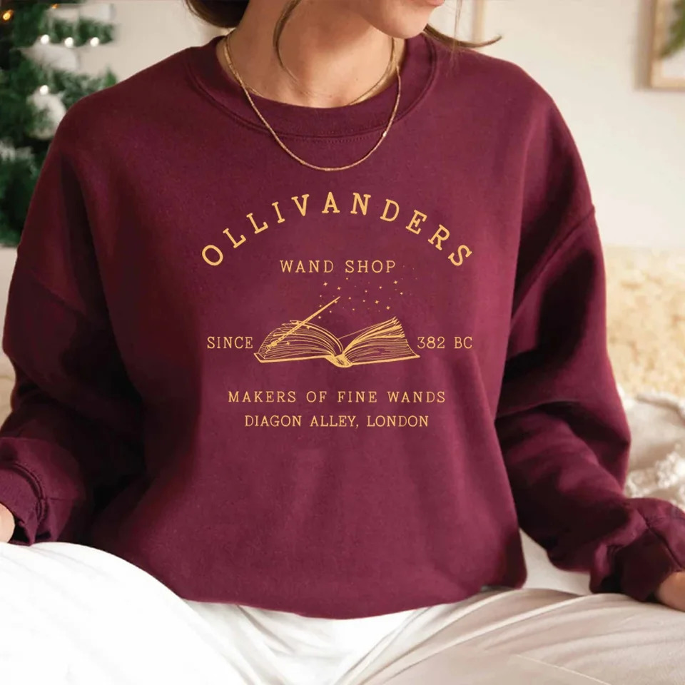 Wizard Book Shop Sweatshirt HP Sweater Magic Wizard Hoodies Women Long Sleeve Sweatshirts Book Nerd Pullover Fans Gift Hoodie 250326