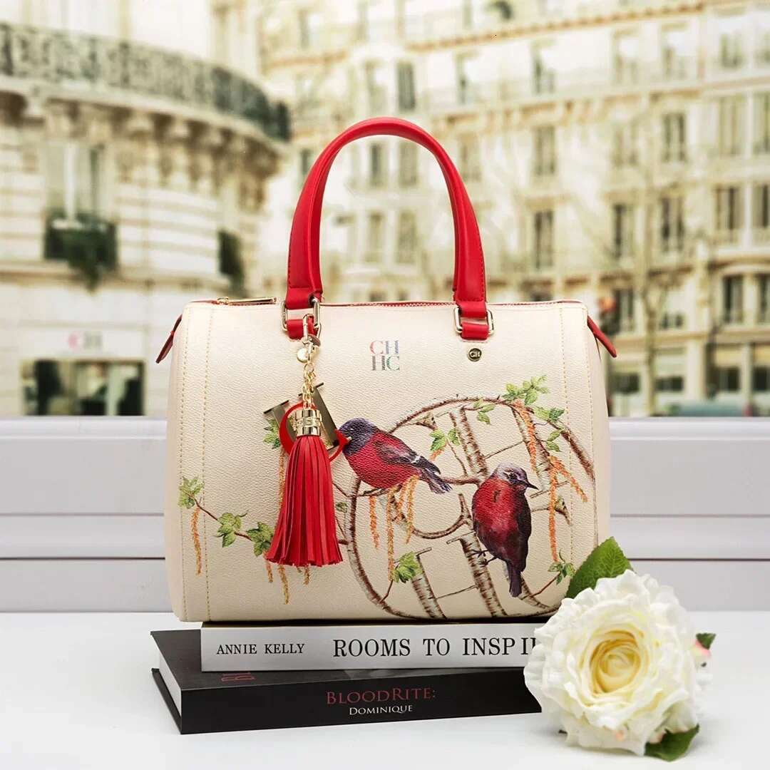 CILMI HARVILL CHHC Brand Annual Portable Boston Bag Pillow Shape Wer Bird Pattern Design Zipper Metal Decorationcapacity