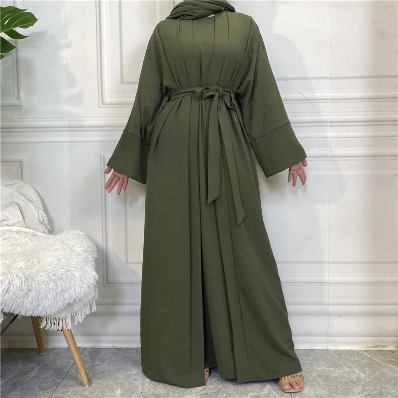 Abaya Womens Muslim Long Dress Africa Open Kaftan Dubai 2Piece y Islamic Moroccan Costume Cafe Fashion Modest 250326