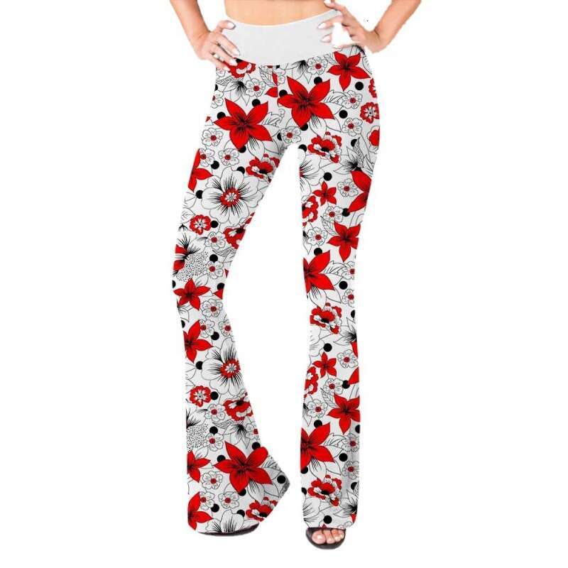 Women Yoga Pants New Fashionable Casual Sports Yoga Bell Bottom With Creative Digital Printing High Waisted Pants