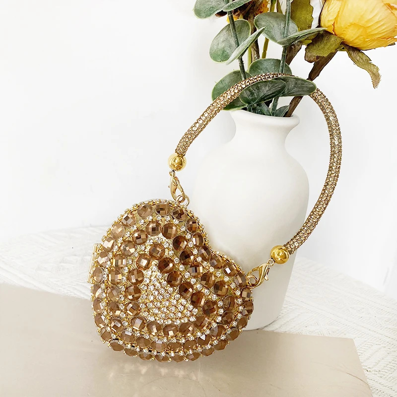 y Sparkling Heart shaped Diamond Night Clutch Rhinestone Wallet Womens Fashion Bag 250326