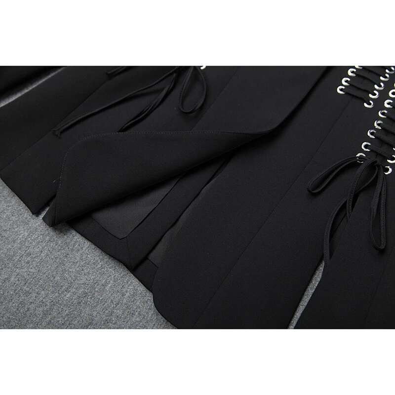 HIGH STREET 2024 Designer Stylish Women's Single Button Slit Rope Lacing Up Blazer Jacket