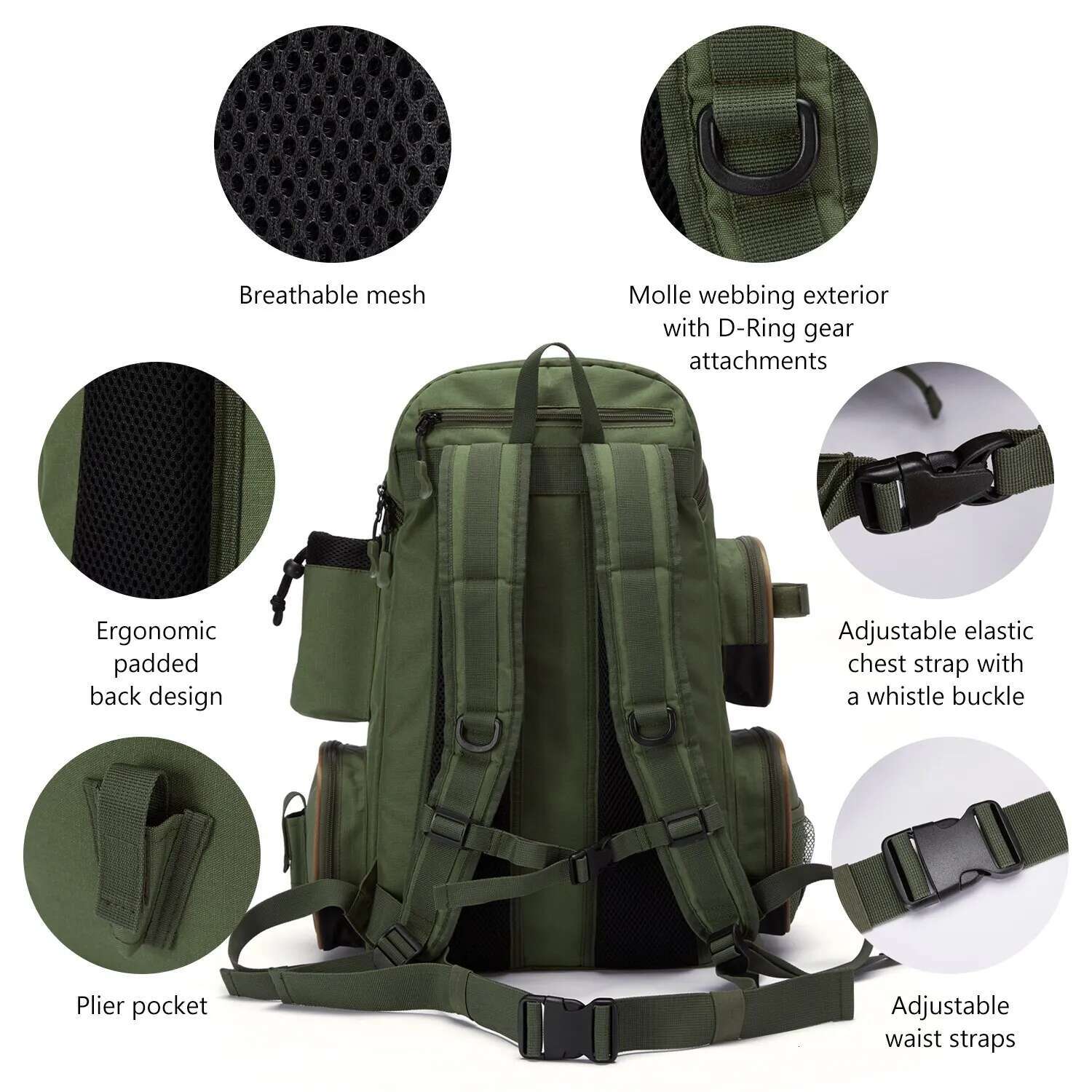 Bassdash Fishing Bag Backpack Lightweight Tactical Tackle Box Multifunctional