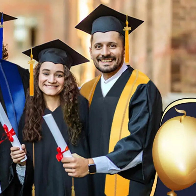 Graduate Dress School Hat Uniform Set Tassel Stole European American Bachelor Style 250326