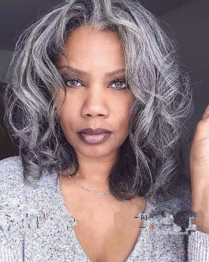 Raw virgin salt&pepper silver gray lace front wigs human hair short ombre lace closure wigs 5X5 hd lace salt pepper grey brazilian hair wavy bob wig 1