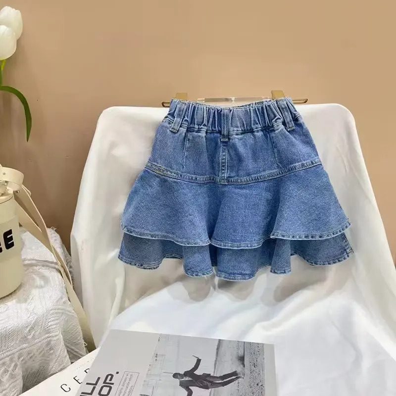 Baby Girl Casual Jean Pleated Skirts Summer Infant Toddler Child Denim Skirt Spring Baby Clothes 2 4 6 7 T 250326