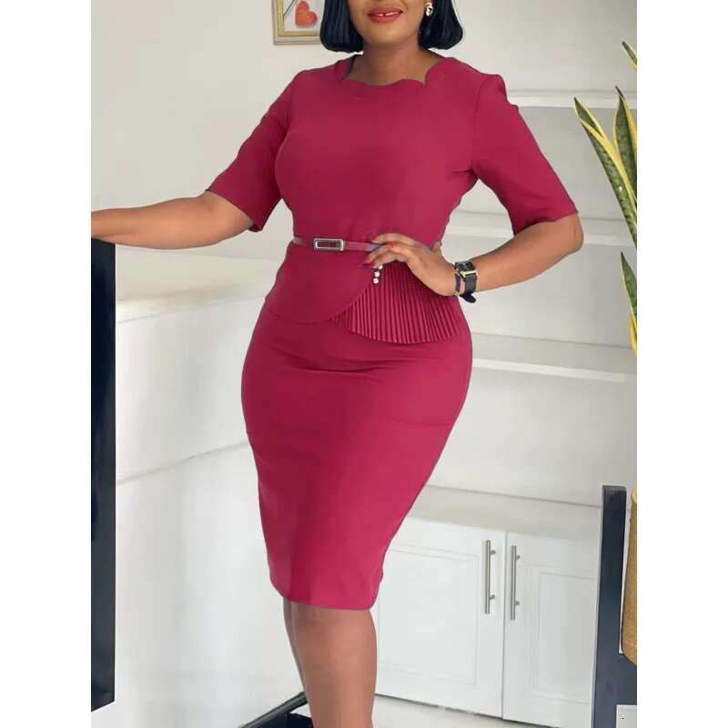 Dongdumaoyi Zomer Nieuwe Mode Effen Kleur OL Pendelen Bodycon Damesmode Jurk