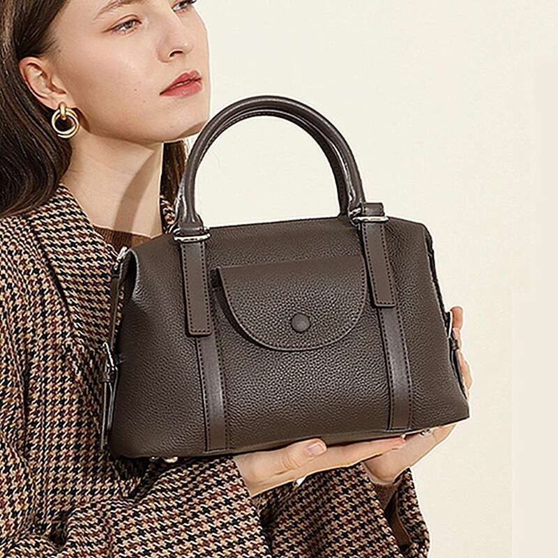 Vintage Genuine Leather Pillow Tote Shoulder Bags For Women 2025 Designer Crossbody Purses Work Ladies Handbags