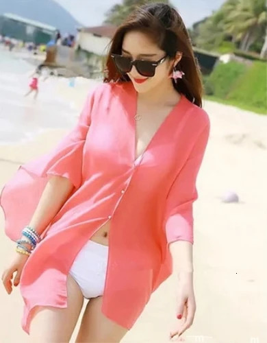 Womens beach shirt top chiffon bikini scarf Pareo womens sarong bag vacation summer dres 250326