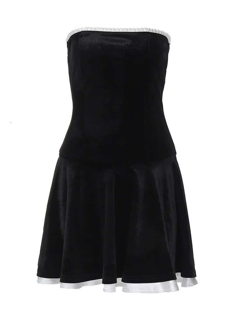 Dongdumaoyi Lente Nieuwe Jurk Su De Patchwork Ruches Bustier Prinsessenjurk
