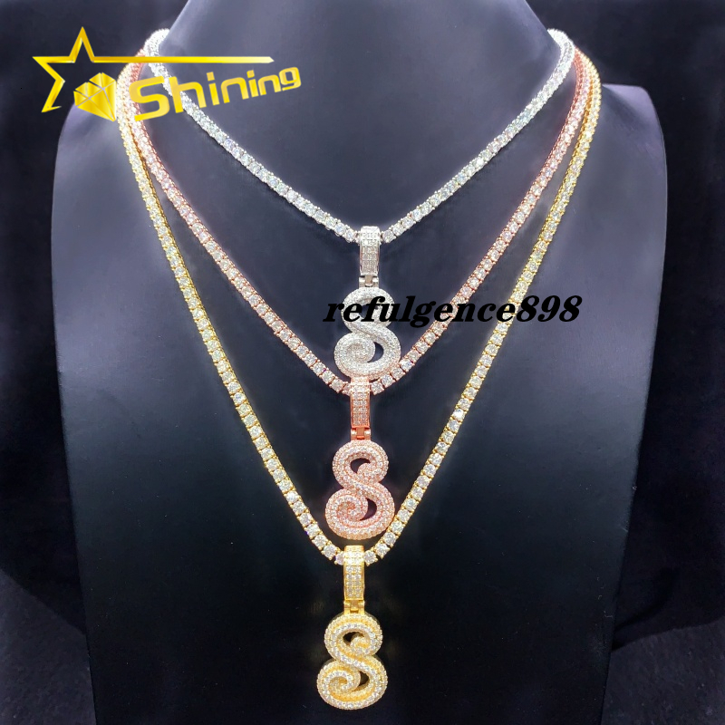 Hip Hop Jewelry 925 Silver Pass Diamond Tester Moissanite Letter Pendant Custom Iced Out Moissanite Pendant for Men