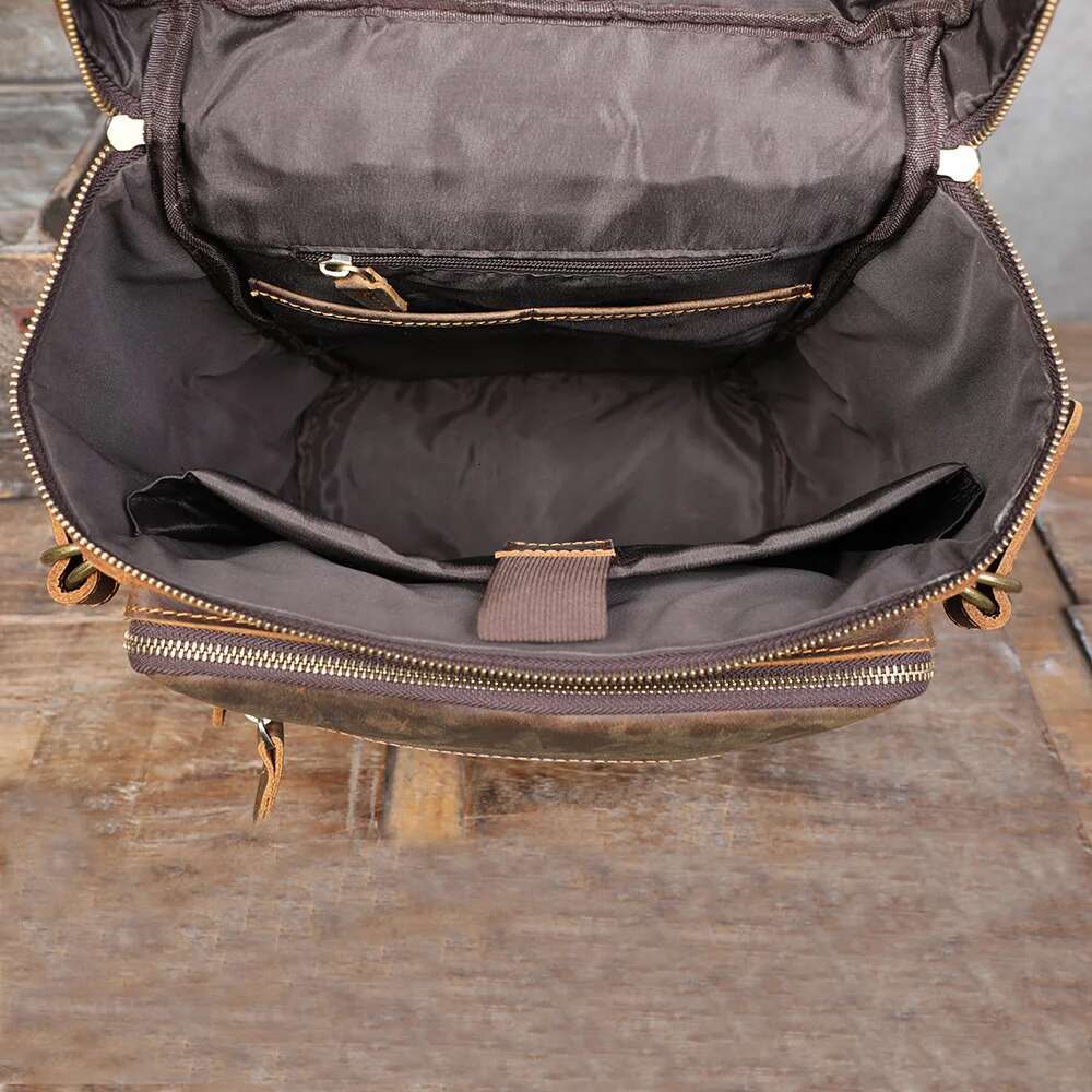 Vintage Genuine Backpack Laptop Crazy-Horse Leather School Outdoor Travel Weekender Shoulder Bag