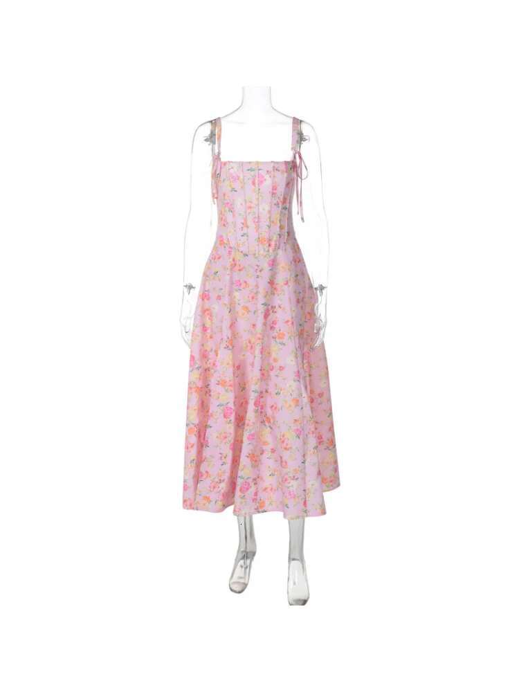 Dongdumaoyi Mode Bloemen Patchwork Bustier Prinsessenjurk Met Bandjes En Baleinen