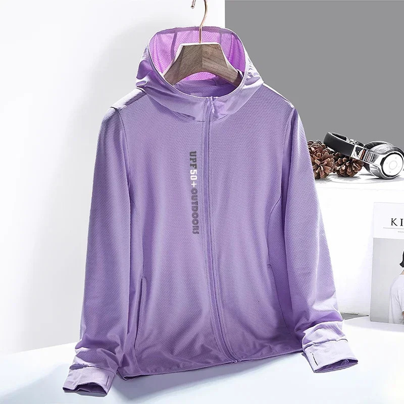 Outdoor hiking sun protection clothing summer mens cool jacket UV lightweight long sleeved hooded zipper shirt womens fishing 250327