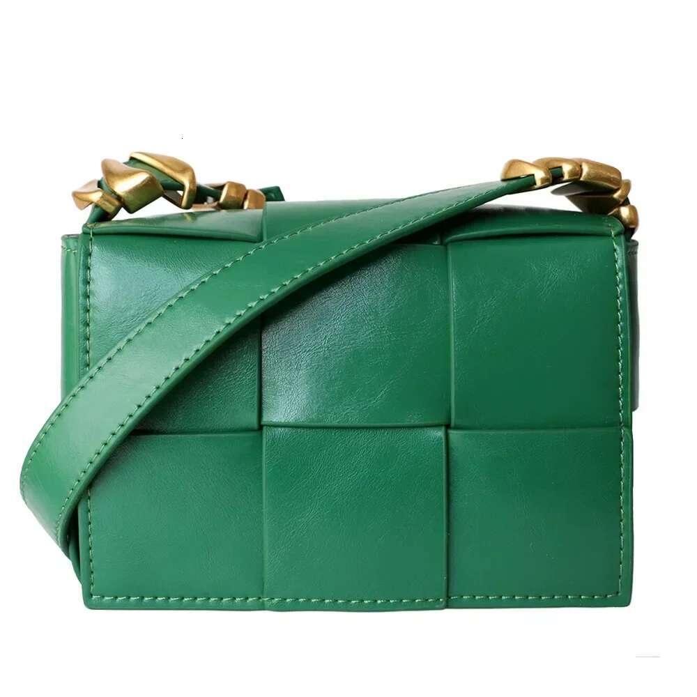 Women Small Square Genuine Leather Female Weaving Crossbody Bags Fashion Cowhide Ladies Shoulder Messenger Bag Sier Brown