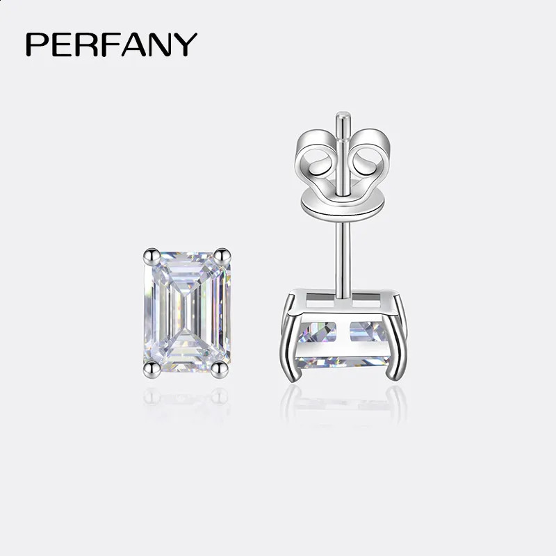 PERFANY 2CT Emerald/Radiation Cut Earrings for Women S925 Pure Silver Rectangular Laboratory Diamond Wedding Jewelry 250318