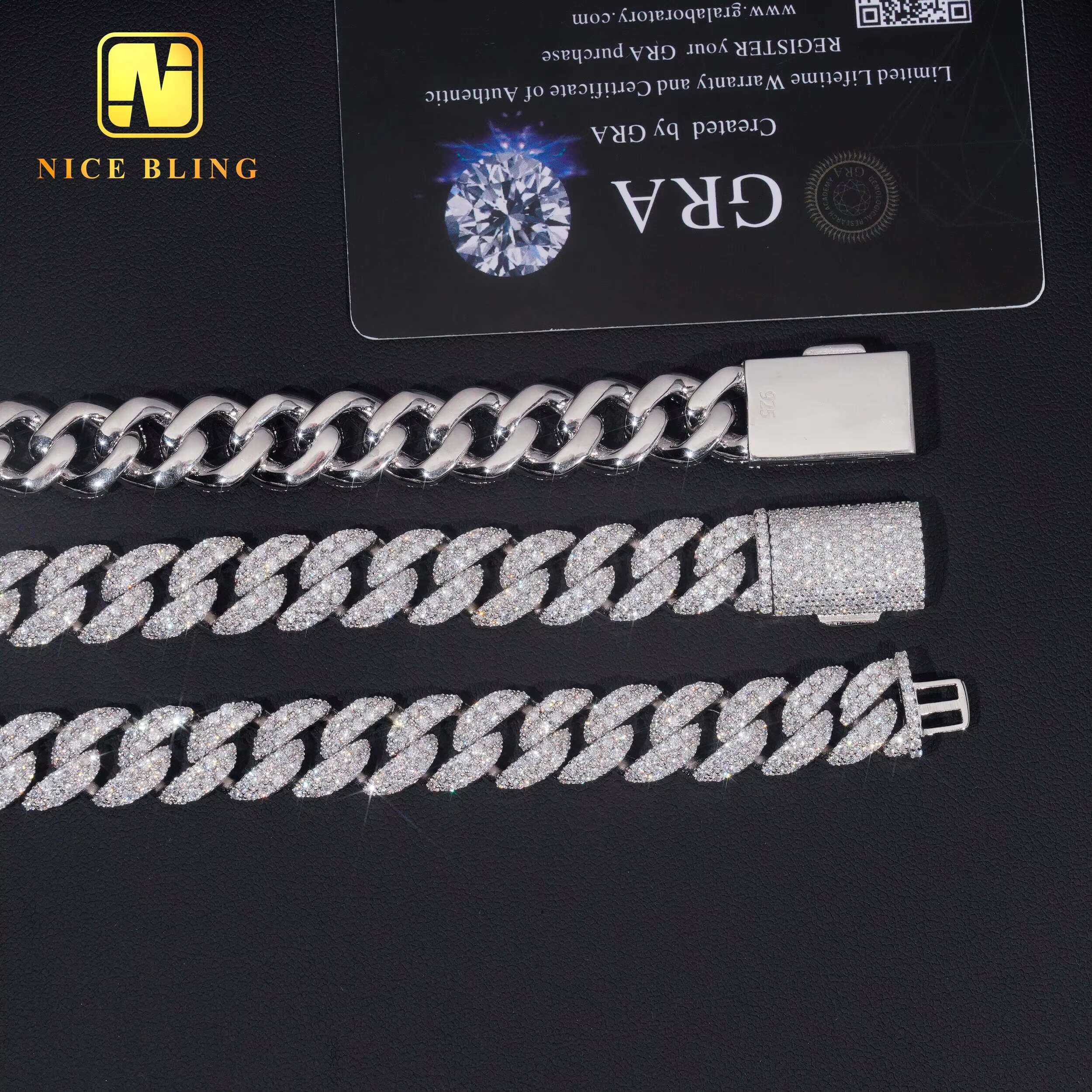 Custom Hip Hop Jewelry Necklace 12mm Diamond Iced Out Cuban Link Chain 925 Sterling Silver VVS Moissanite Necklace Bracelet