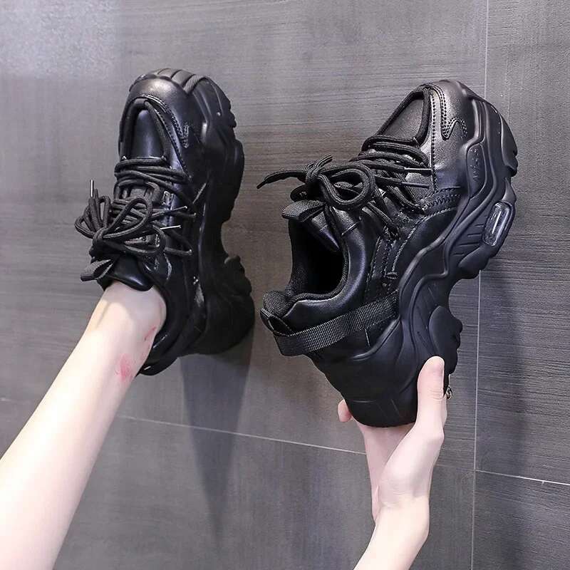 Chunky Women's Sneakers Internal Increase Leather Casual White Ladies Shoes Trainer Platform Sneaker Womens atillas Mujer