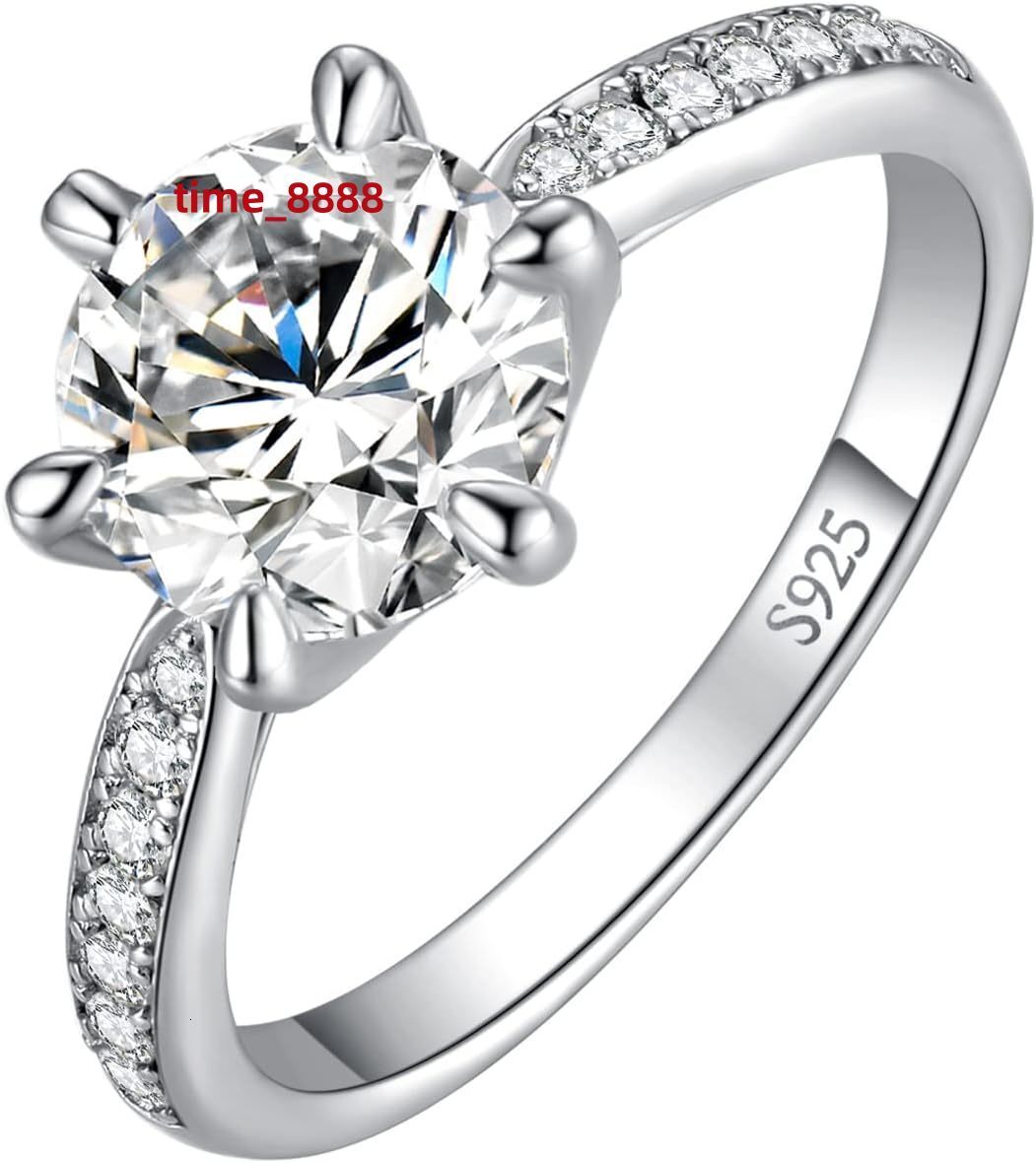 JewelryPalace Classic 1ct 2ct 3ct Moissanite Solitaire Engagement Rings for Women 925 Sterling Silver Promise Ring for Her Round Cut Simulated Diamond