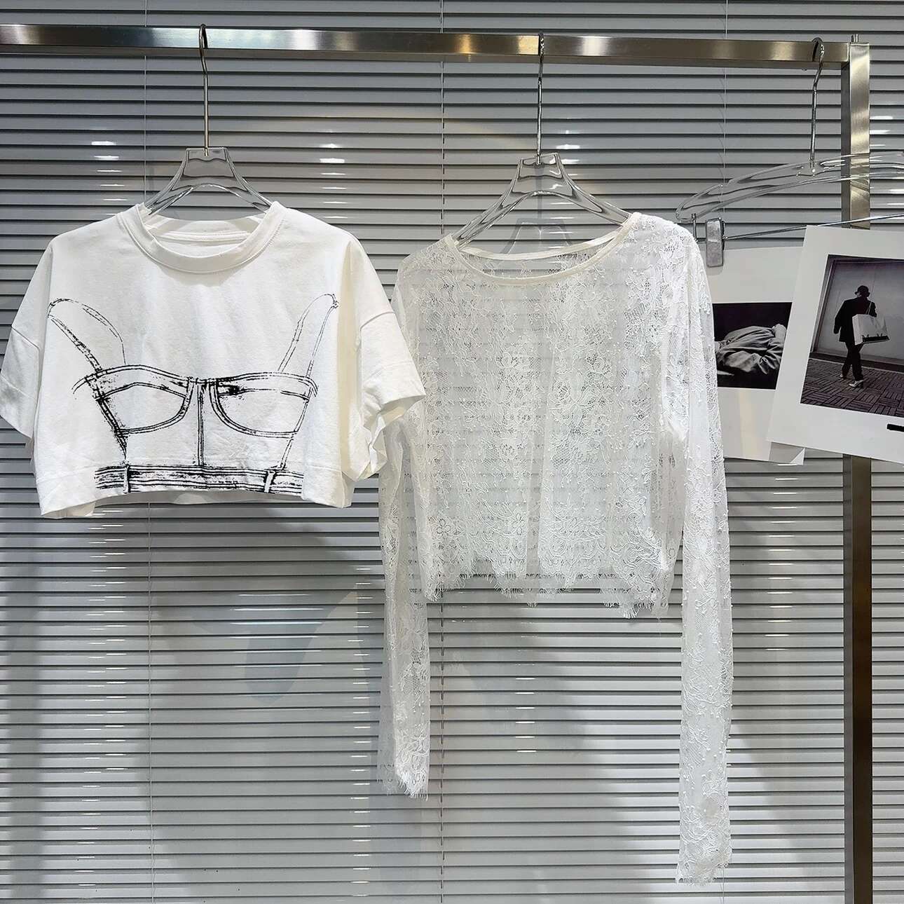 Summer New Collection Short Sleeve Hand-Painted Cartoon Top Lace T Shirt Women Two Piece Set Gr060