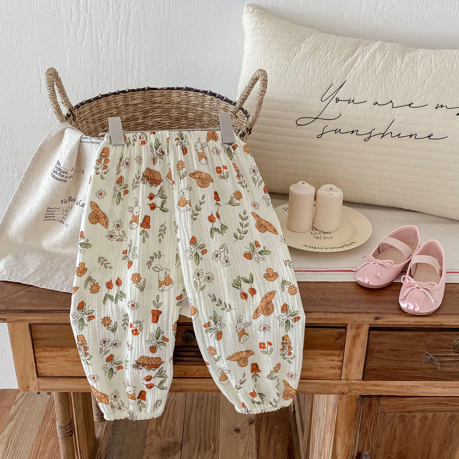 Baby cotton pants toddler boy casual harem spring and summer cute soft clothes 250325