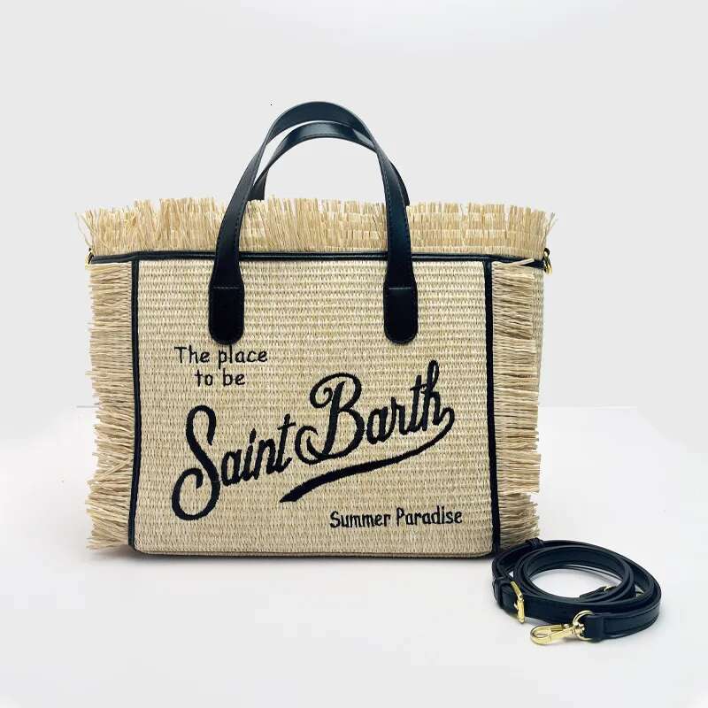 New Style Women's Large Capacity Leisure Travel Straw Mat Handmade Tassel Handbag Tote Bag From Santa Bart Europe And America