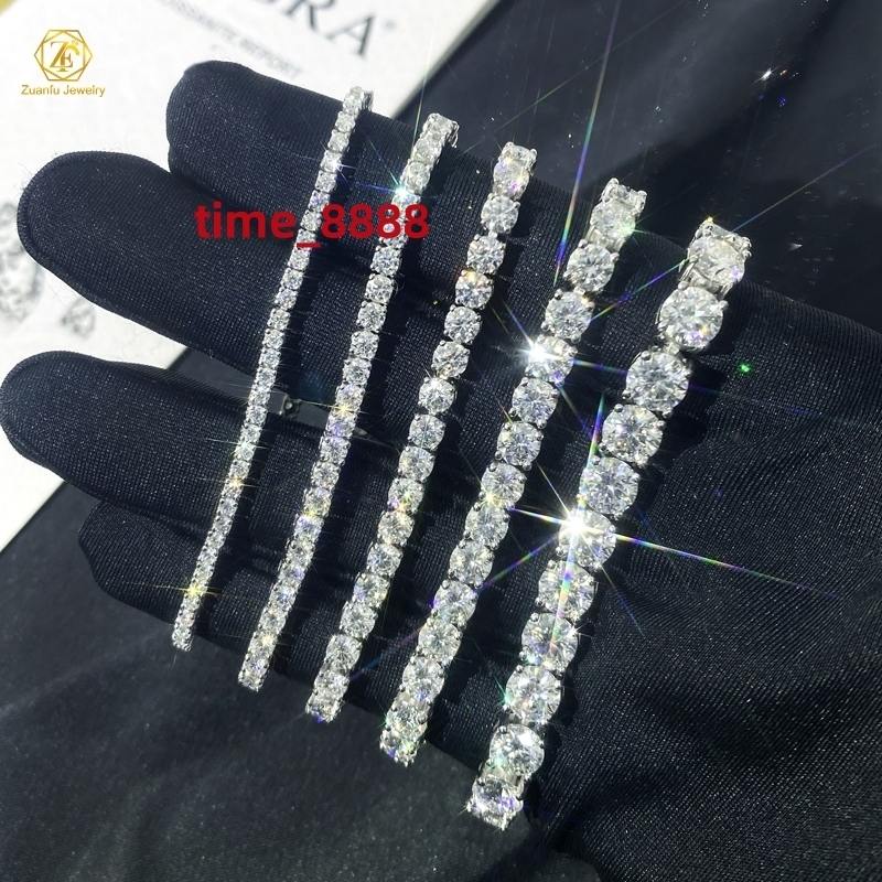 Zuanfo D VVS 925 Silver Moissanite Tennis Bracelet with Round Diamond Gold Plated Fashionable Jewelry for Gift