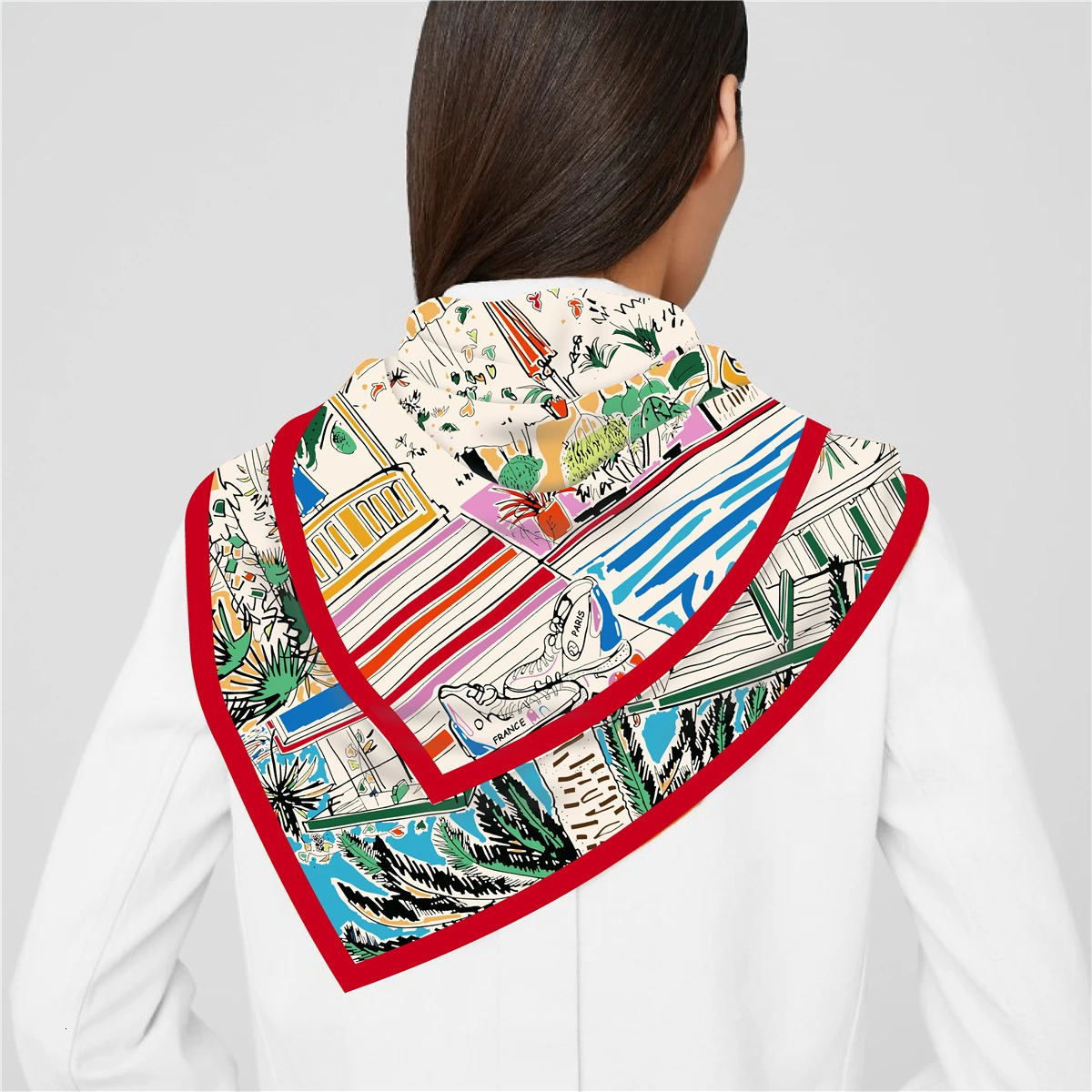 Graffiti Skating Shoes Twill Silk Scarf Shawl Square Scarf Women Hijab Bandana Foulard Neckerchief Head Scarves 250321