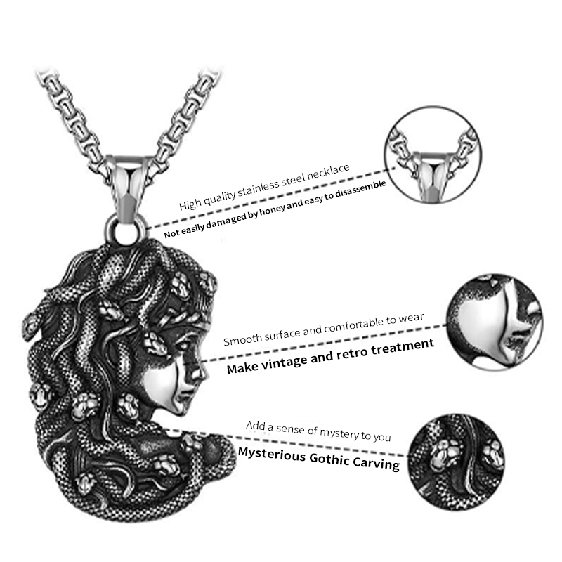 Medusa-Inspired Serpentine Chain Necklace Elegant 60cm Punk Fashion Jewelry