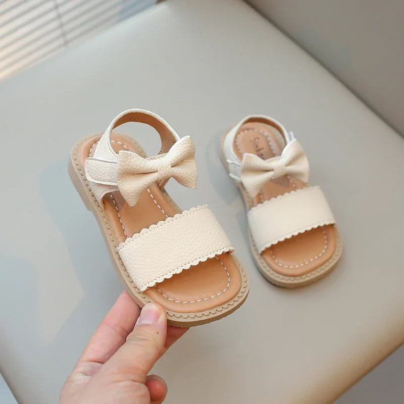Toddlers Girls Sandals Little Kids Beach Shoes Summer Children Flat Sandals Sweet Princess with Bowtie Open Toes 250326