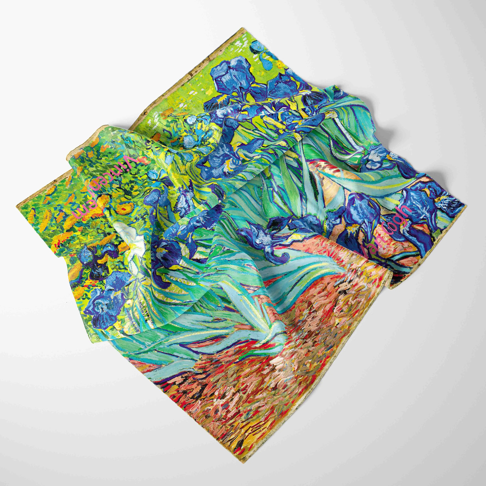 Womens Oil Painting Silk Scarf Printing Female Founder Scarf Handle Kerchief Fashion Head Founder Square Scarf 250322