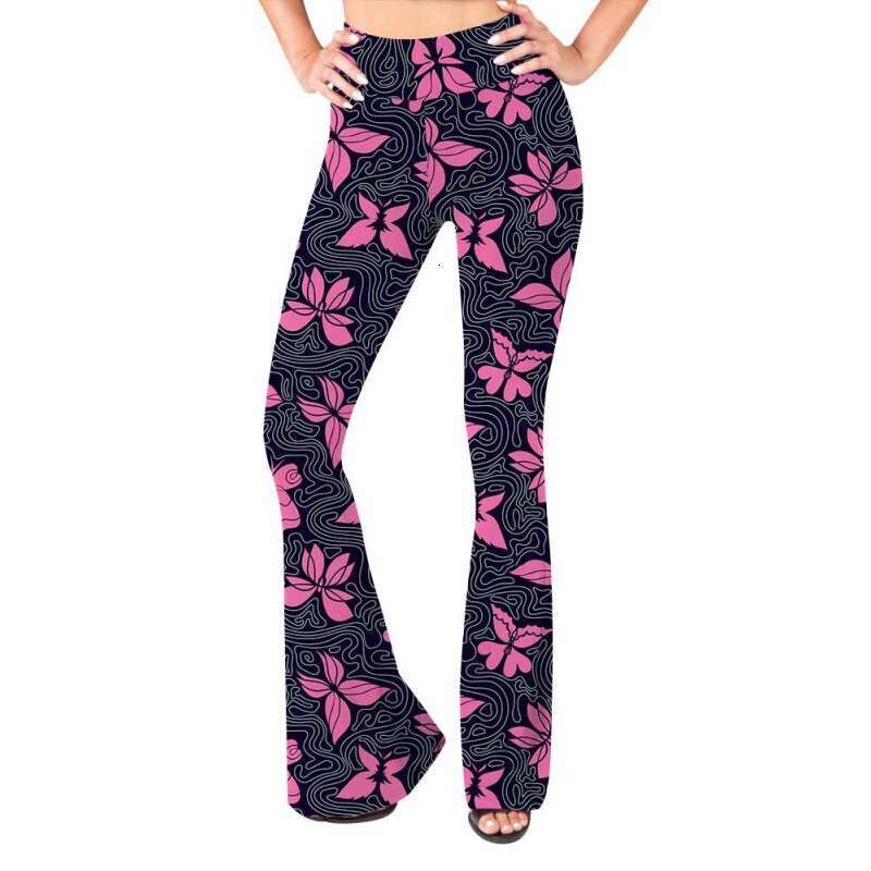 Women Yoga Pants New Fashionable Casual Sports Yoga Bell Bottom With Creative Digital Printing High Waisted Pants