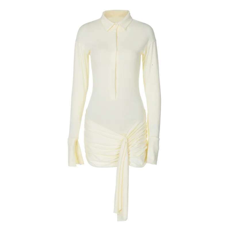 Dongdumaoyi Lente Nieuwe Franse High End Mode Elegante Revers Vest Sexy Slim Fit Tie Taille Jurk C