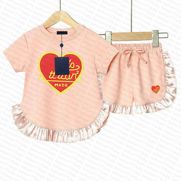 summer Designer Kids Clothing Sets T-Shirt Pants Set Brand printing Short sleeve lace Children 2 Piece Fashion Girls' Primary middle school children clothing