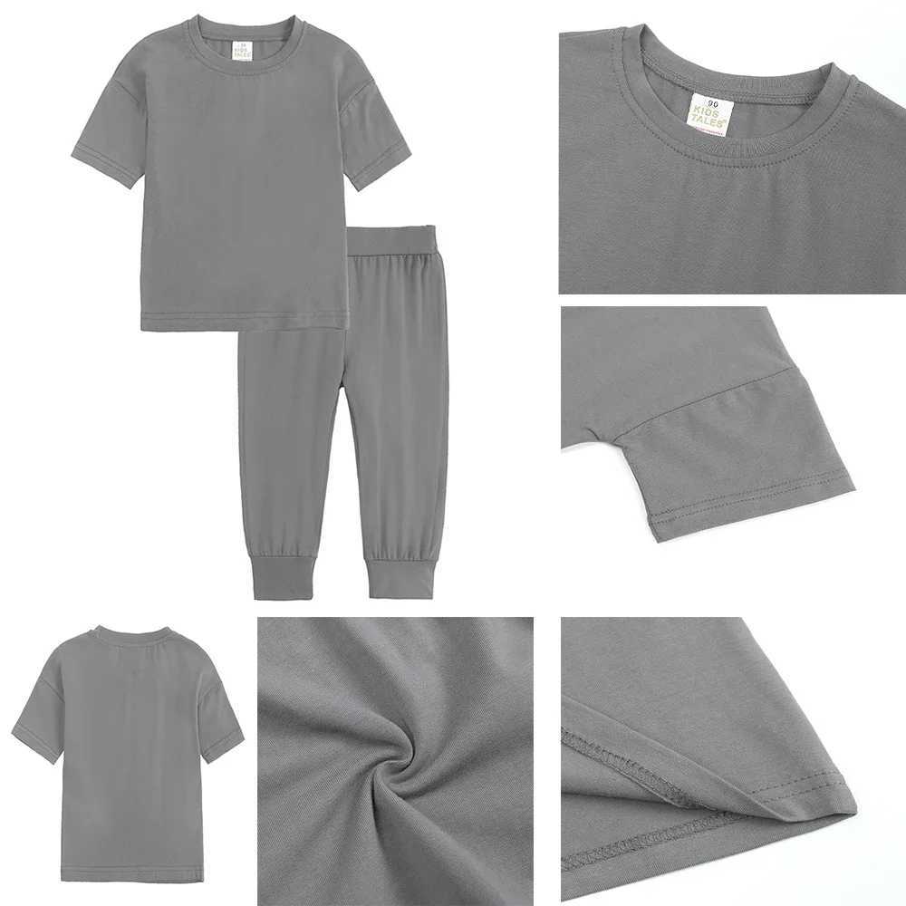 Customized boys and girls summer set in 2025 pure cotton printed baby clothing personalized short T-shirt+childrens shortsT250327