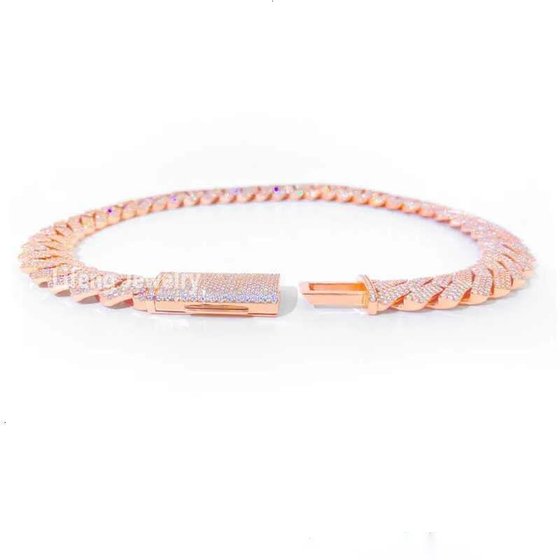 Sier VVS Moissanite Jewelry Rose Gold Plated Cuban Chain Hip Hop Necklace for Men and Women