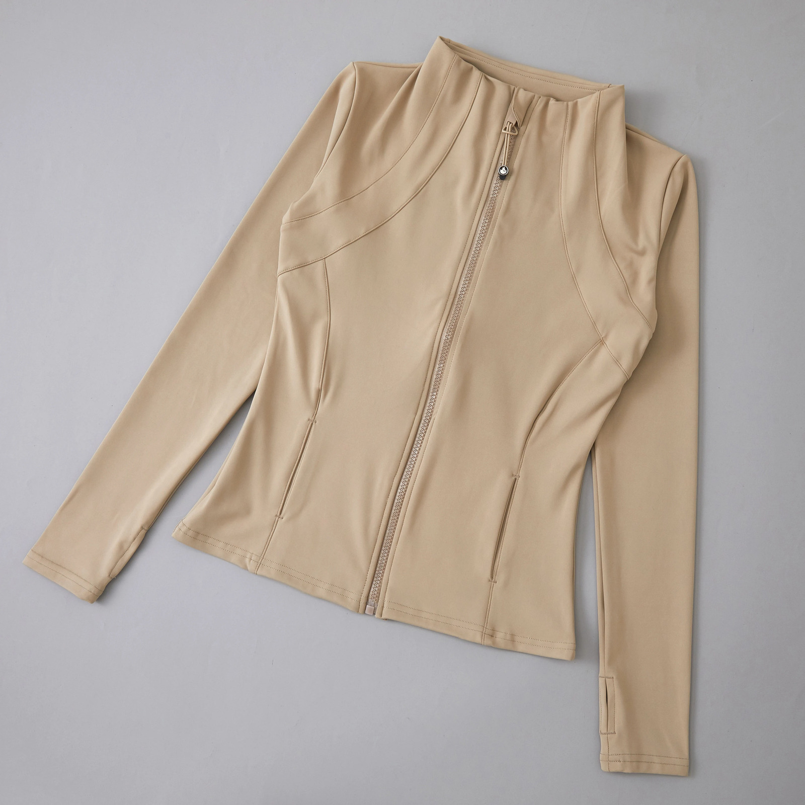 Long sleeved sports and fitness yoga clothing womens fitness tops womens slim fit yoga jackets zippered sports jackets 250326