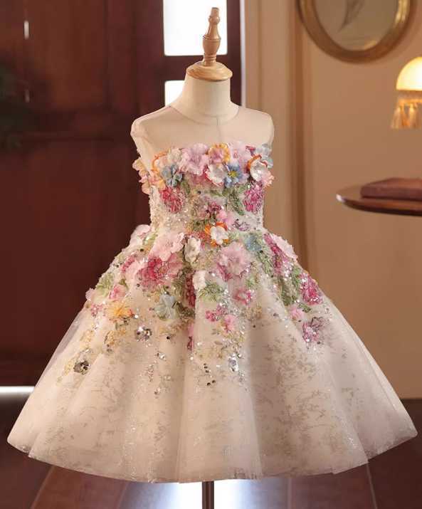 Girl's Dresses Girls' dress High-end French Mori summer birthday flower child small host piano dress children princess skirt Q250327