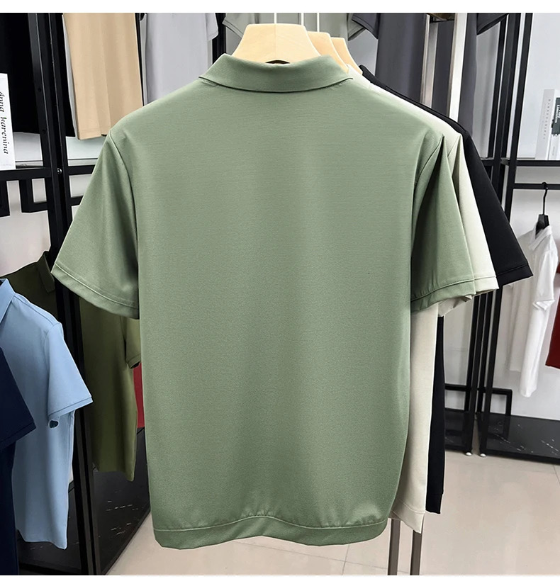 y short sleeved Tshirt mens summer Vletter embossed n trend European casual seagull collar silk polo shirt 250327