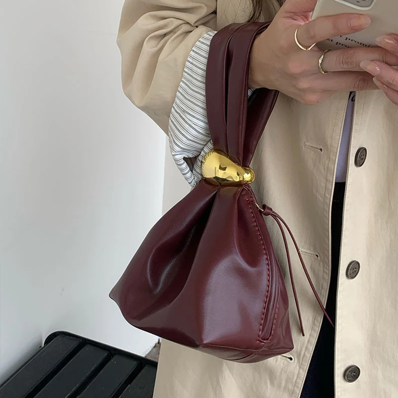 Fashion ner womens small handbag soft leather pleated mini clutch bag party evening wallet bucket 250326