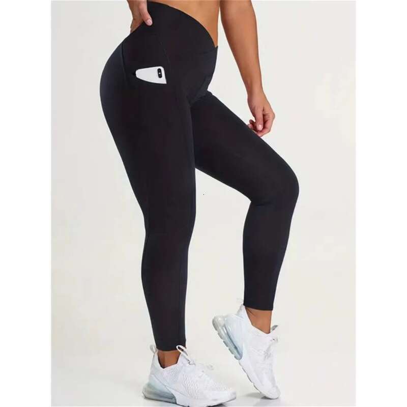 Women Yoga Pants Spring Cross Slanted Pocket Women S Sports Fitness Running Slimming Hip Lifting Yoga Leggings Xy