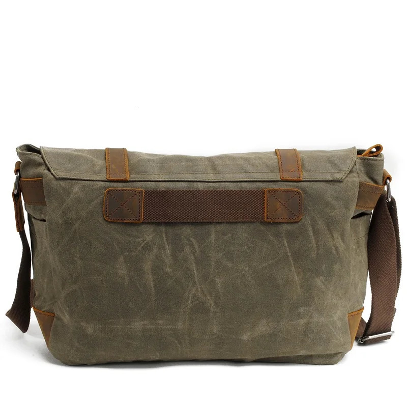 Retro canvas shoulder bag casual horizontal briefcase mens batik waterproof laptop messenger 250326