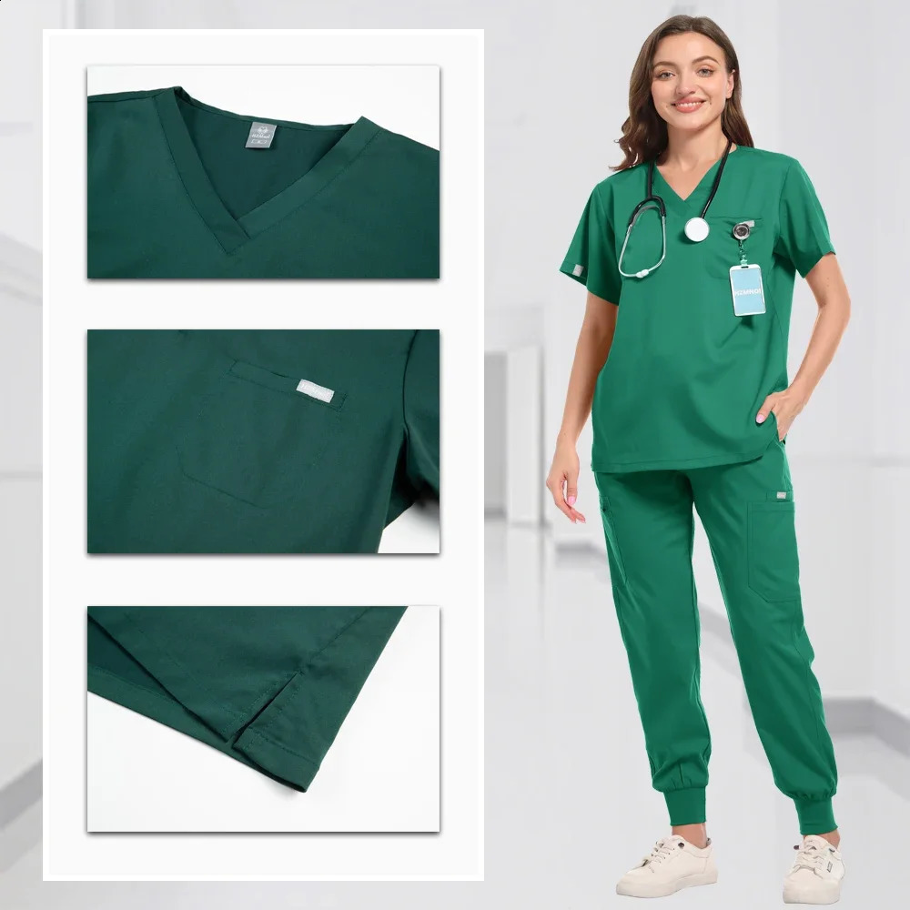 High elasticity soft frosted set hospital uniform clinic workwear operating room plus and womens XSXXL 250326