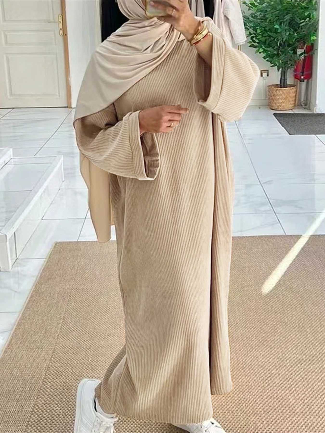 Eid Muslim Women Modest Dresses Ramadan Islam Vestidos Jalabiya Morocco Saudi Arab Abayas Dubai Kaftan 2024 Autumn Winter Robe X2505141